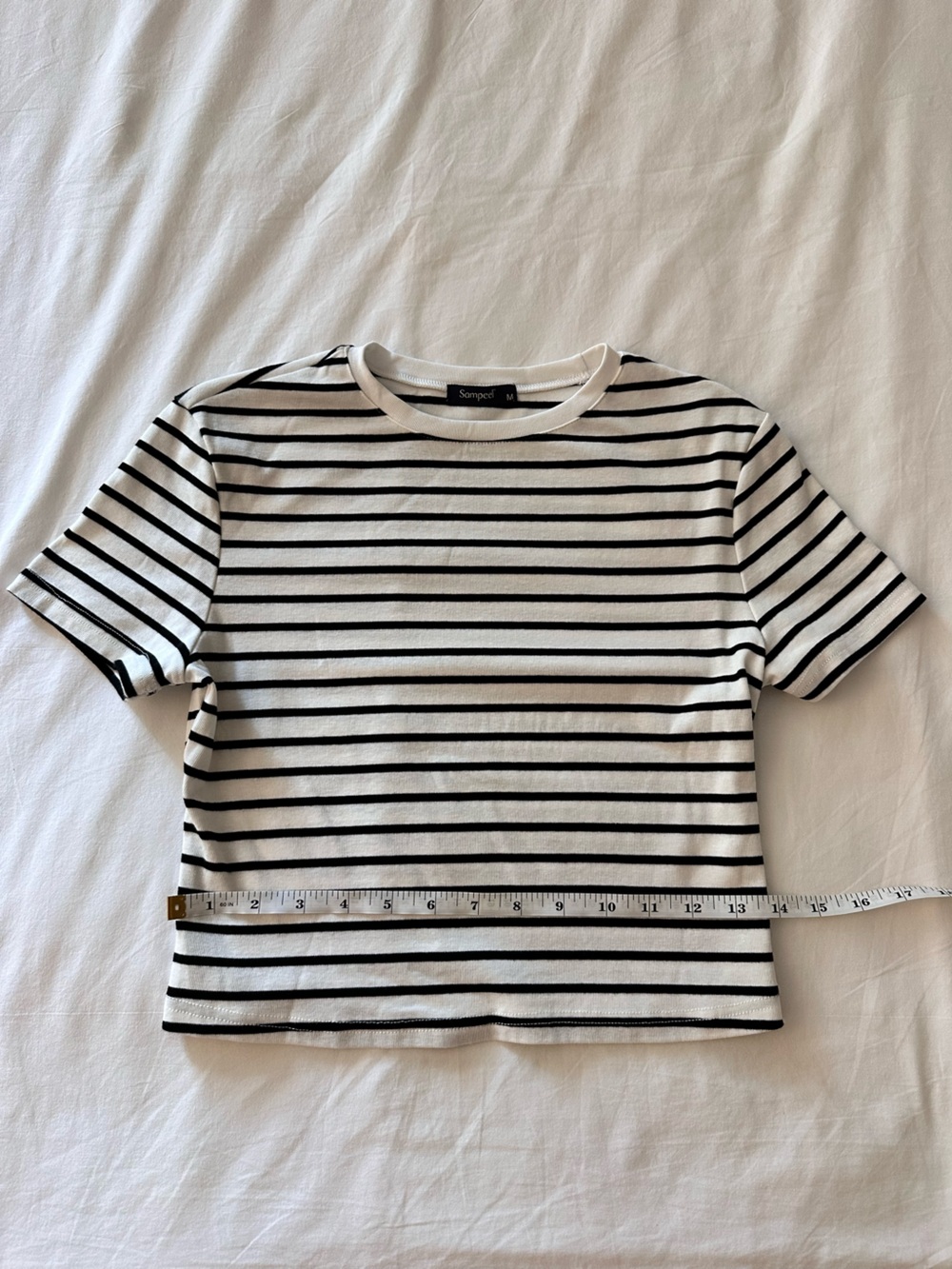 Sampeel Black & White Stripe Short-Sleeve Crew Tee